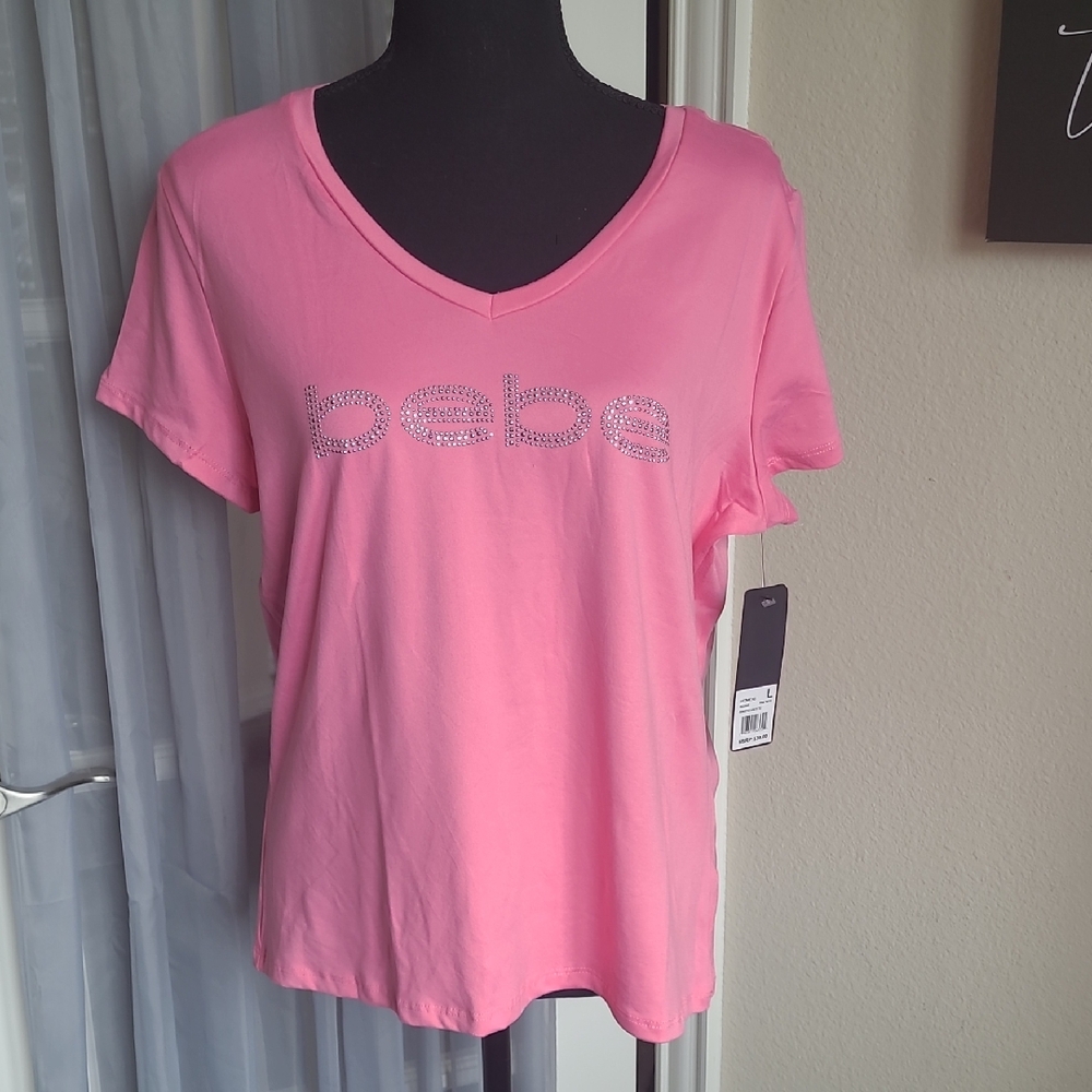 Bebe Pink V-Neck Women's Top - Various Sizes